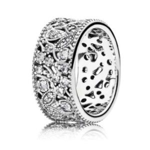 Pandora Shimmering Leaves Sterling Silver CZ Ring